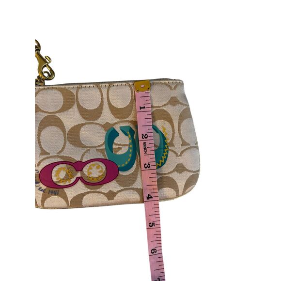 Coach Signature Canvas Wristlet - Khaki/Raspberry/Teal - Picture 10 of 10